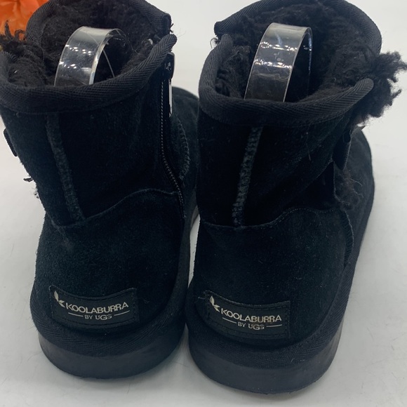 Koolabura by UGG short Black Suede Shearling Boots with Bow Size 5 BAB3927F - Picture 4 of 10